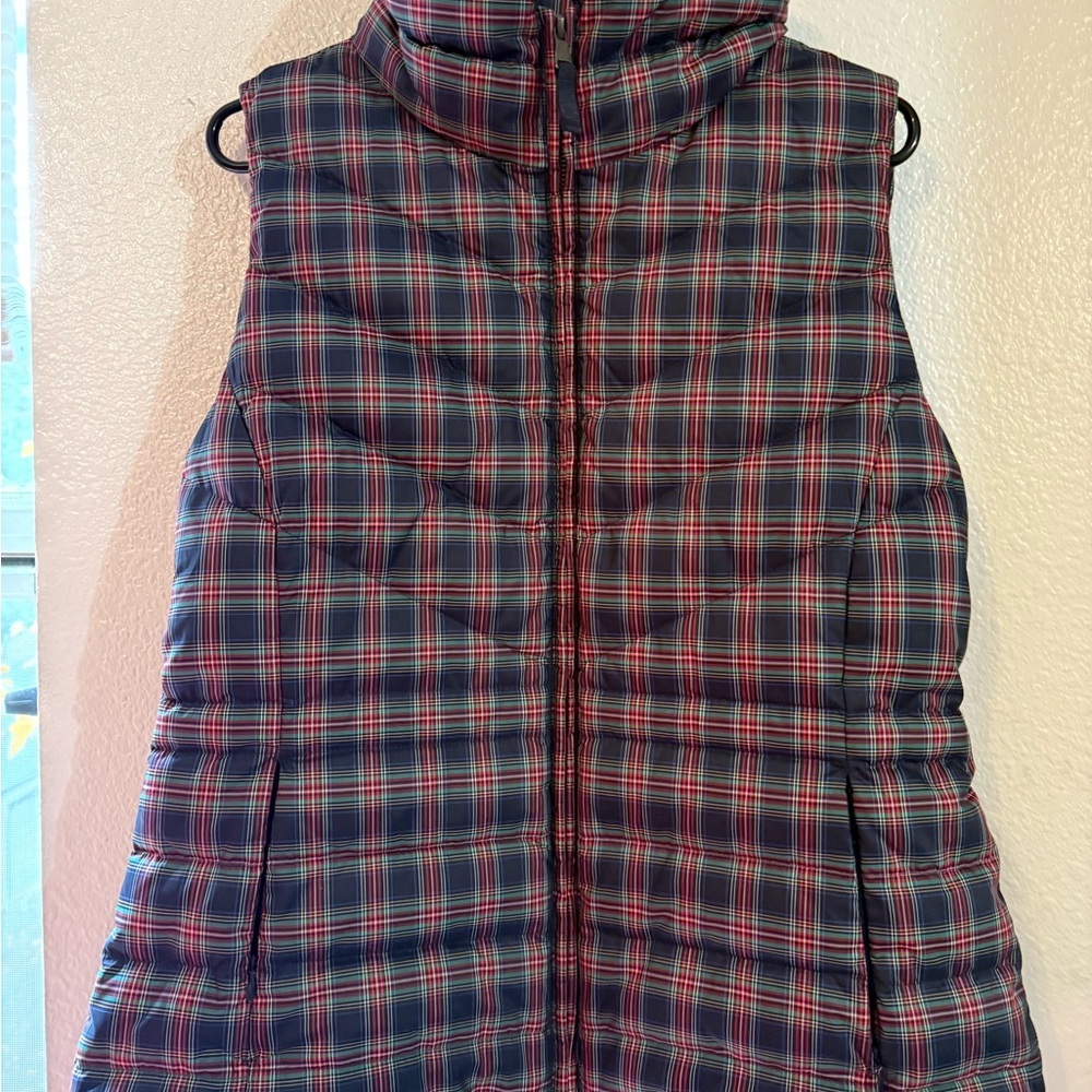 Talbots Plaid Puffer Vest - Red and Blue - Picture 2 of 5